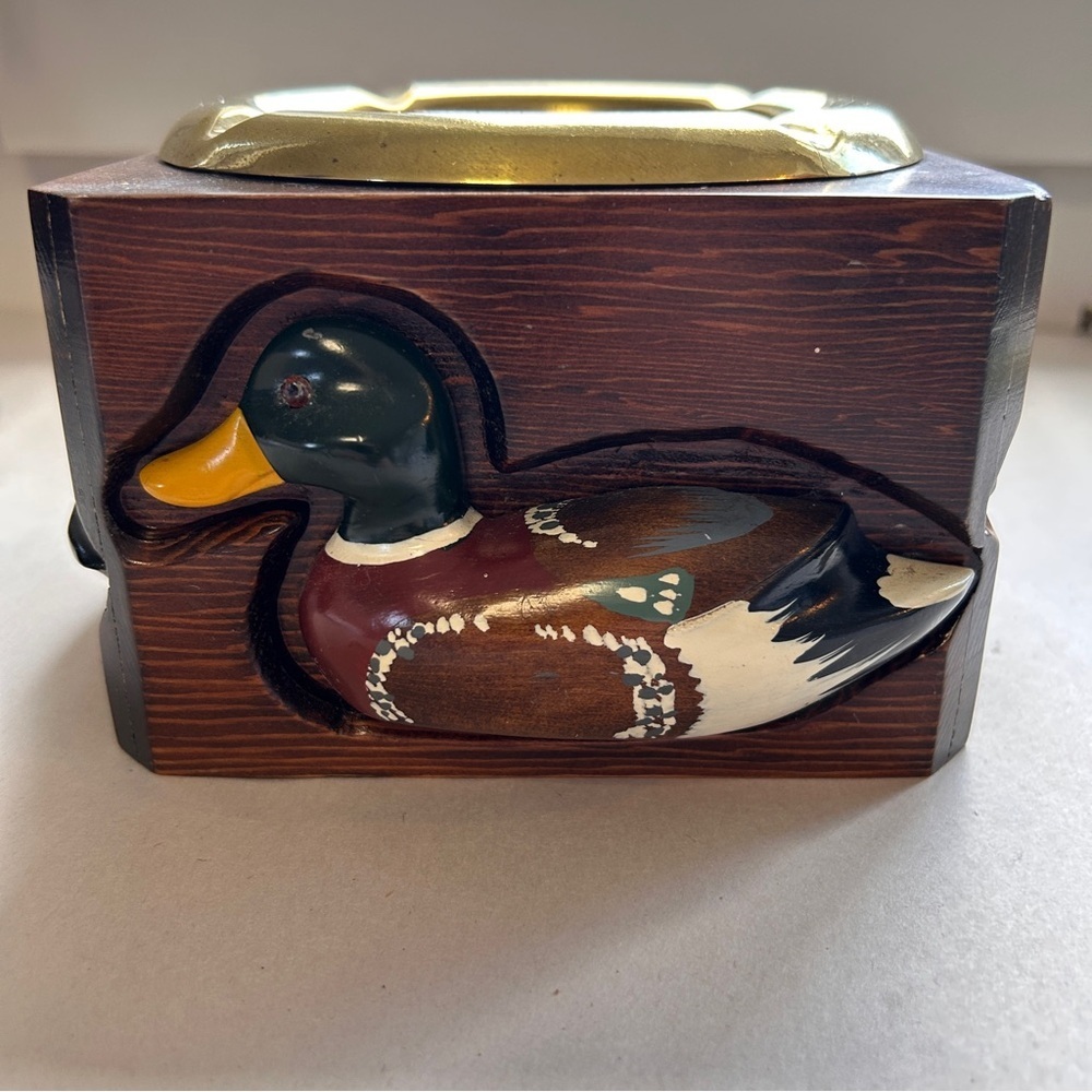 2 for $14 Vintage Wooden Duck Brass Ashtray Insert collectible Decor Japan Keys